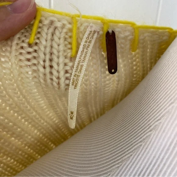 Free People Womens Cardigan Sweater Cream Yellow Wool Blend Casual Sz Medium - Picture 11 of 14